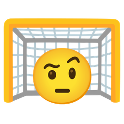 goal net and face with raised eyebrow