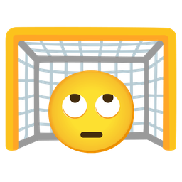 goal net and face with rolling eyes