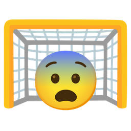 goal net and fearful face