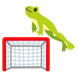goal net and frog