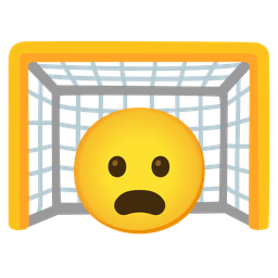 goal net and frowning face with open mouth