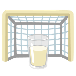 goal net and glass of milk
