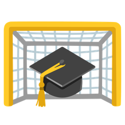 goal net and graduation cap