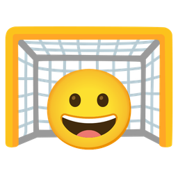 Goal net and Grinning face
