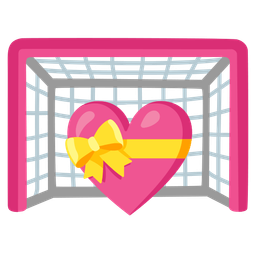 goal net and heart with ribbon
