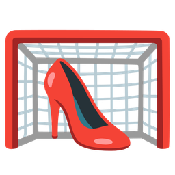 goal net and high-heeled shoe