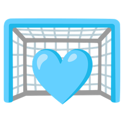 goal net and light blue heart