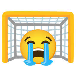 goal net and loudly crying face