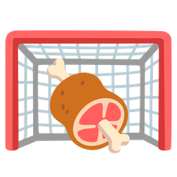 goal net and meat on bone