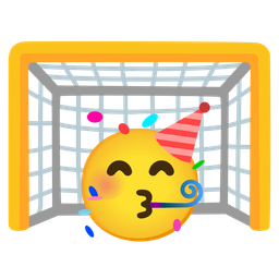 goal net and partying face