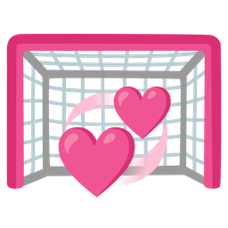goal net and revolving hearts