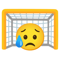 goal net and sad but relieved face