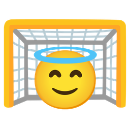 Goal net and Smiling face with halo