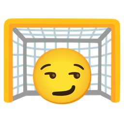 goal net and smirking face