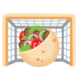 goal net and stuffed flatbread