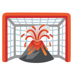 goal net and volcano