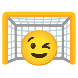 Goal net and Winking face