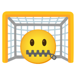 goal net and zipper-mouth face