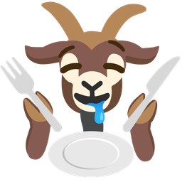 Goat and Fork and knife with plate