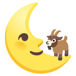 Goat and Last quarter moon face