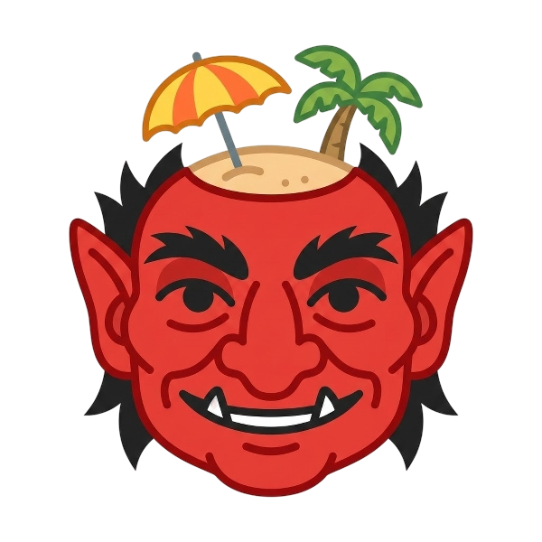 Goblin and Beach with umbrella