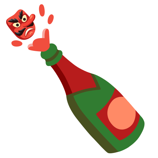 Goblin and Bottle with popping cork