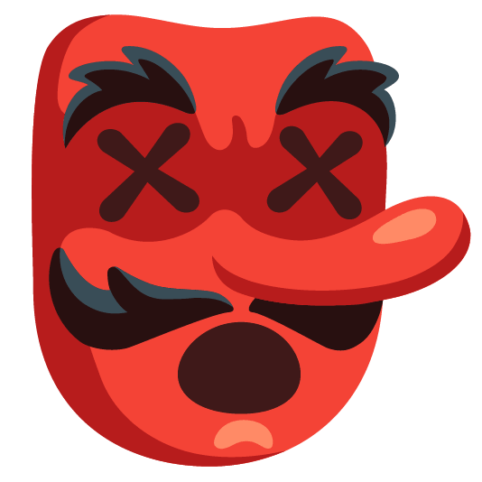 Goblin and Face with crossed-out eyes