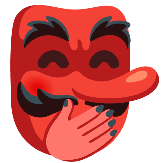 Goblin and Face with hand over mouth