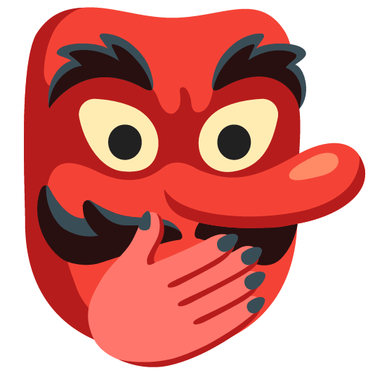 Goblin and Face with open eyes and hand over mouth