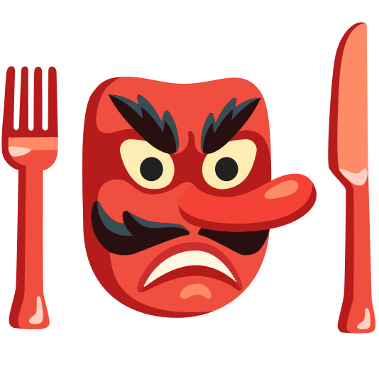 Goblin and Fork and knife with plate