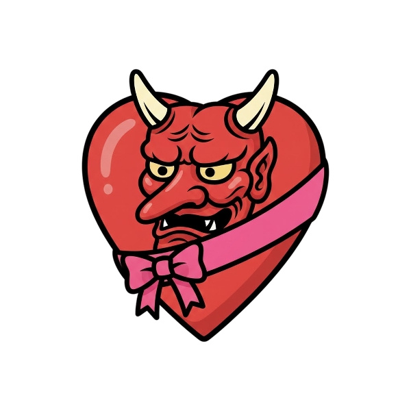 Goblin and Heart with ribbon