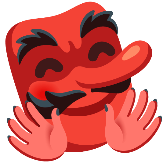 Goblin and Smiling face with open hands