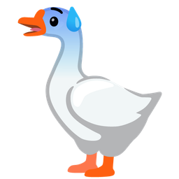 goose and anxious face with sweat
