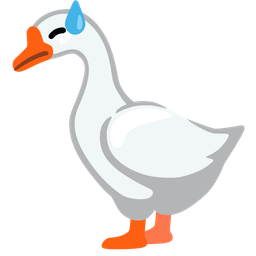 goose and downcast face with sweat