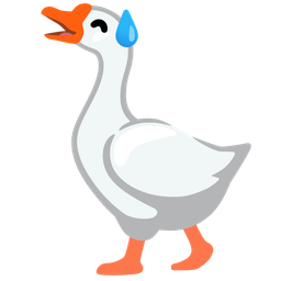 Goose and Grinning face with sweat
