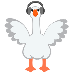 goose and headphone