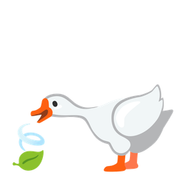 goose and leaf fluttering in wind