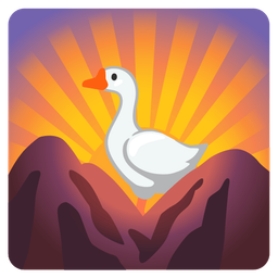 goose and sunrise over mountains