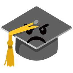 graduation cap and angry face