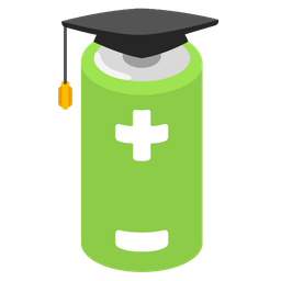 graduation cap and battery