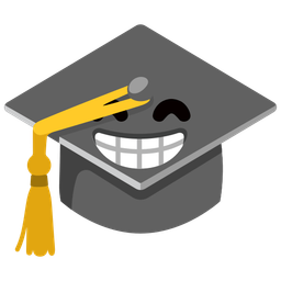 Graduation cap and Beaming face with smiling eyes