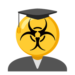 graduation cap and biohazard