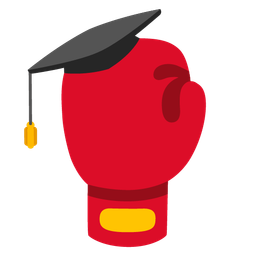 graduation cap and boxing glove