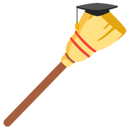 graduation cap and broom