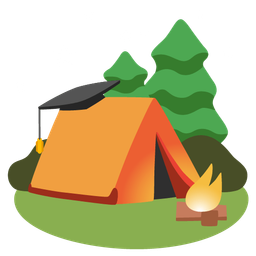 graduation cap and camping