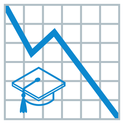 graduation cap and chart decreasing