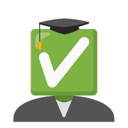 graduation cap and check mark button