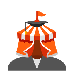 graduation cap and circus tent