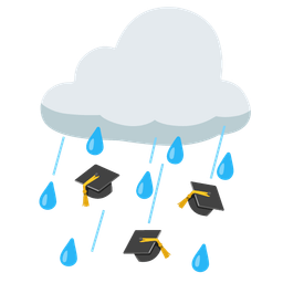 graduation cap and cloud with rain