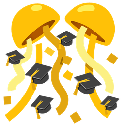 graduation cap and confetti ball